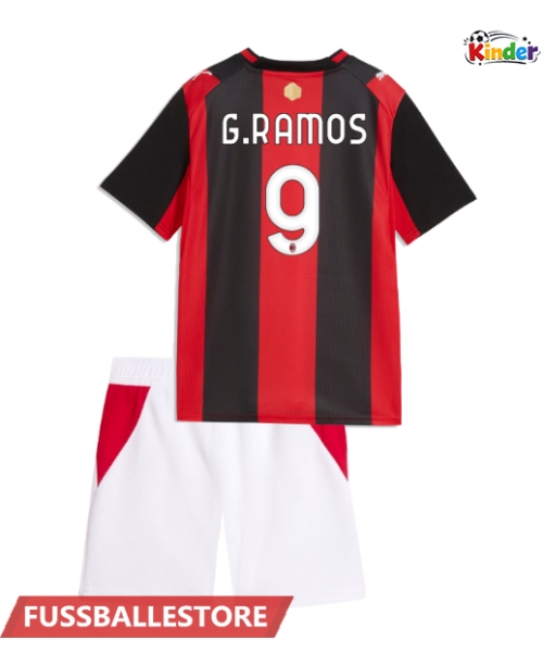 Günstige AC Milan Goncalo Ramos #9 Heimtrikotsatz Kinder 2026-27 Kurzarm (+ Kurze Hosen)